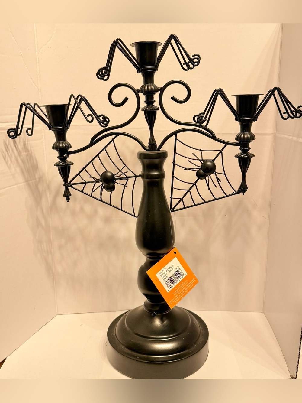 Black Spider Web Metal Candelabra - Halloween Table decor celebrate together